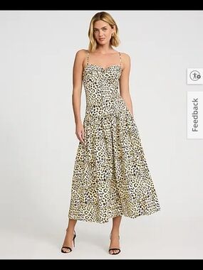 Express Leopard Print Maxi Dress in White and Gold